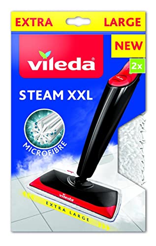 Vileda Steam Mikrofaser Ersatzpads, Dampfreiniger Ersatzbezüge, Reinigung großer Flächen, entfernt bis zu 99,9% der Bakterien und Viren, für alle Böden, 2er Pack Weiß im Sale
